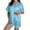 Sky Blue, variant on Wang6 Women's Satin Pajamas Sets with Shorts 2 Pieces Plus Size Pjs Sets Soft Short Sleeve V Neck Button Shirts Cute Floral Printed Sleepwear Loungewear Sets Red XL