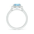 thumbnail image 2 of Angara Natural 1.6 Ct. Aquamarine with Diamond Halo Ring in 14K White Gold for Women (Ring Size: 3.5), 2 of 9