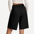 thumbnail image 2 of Womens Summer Shorts with Pockets Elastic Waisted Drawstring Sweatshorts Loose Casual Lounge Long Shorts (XL, Black), 2 of 6