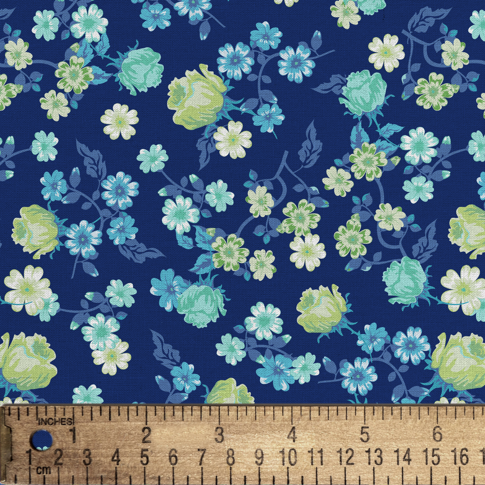 1 Yard 100% Cotton Spring Ditsy, Navy, 44" Wide for Quilting & Sewing by David Textiles