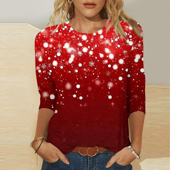 Vetsdori Juniors 3/4 Sleeve Tops Summer Plus Size Blouses Holiday Valentine,Gifts for Girlfriend Graphic Cute Shirts for Ladies Crew Neck