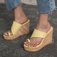 thumbnail image 2 of eczipvz Chaussures pour Femmes Sandales d'Été à Enfiler Plateforme Compensée Sandales à Talons Décontractées Confortables, Jaune, 2 of 5
