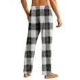 thumbnail image 4 of Dwelliawo Plaid Pants for Men Christmas Baggy Pajama Pants Buffalo Plaid Comfy Lounge Pj Pants Cute Checkered Drawstring Sleep Sweatpants Black 3XL, 4 of 6