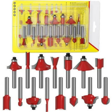 Dinheiro 15pcs 6.35mm Shank Router Bits Kit Box Set Router Bit Tungsten Carbide Profile Carbide Woodworking Tool