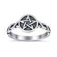 thumbnail image 4 of Twisted Braided Shank Oxidized Men's Pentagram Star Band 925 Sterling Silver Size 5, 4 of 7