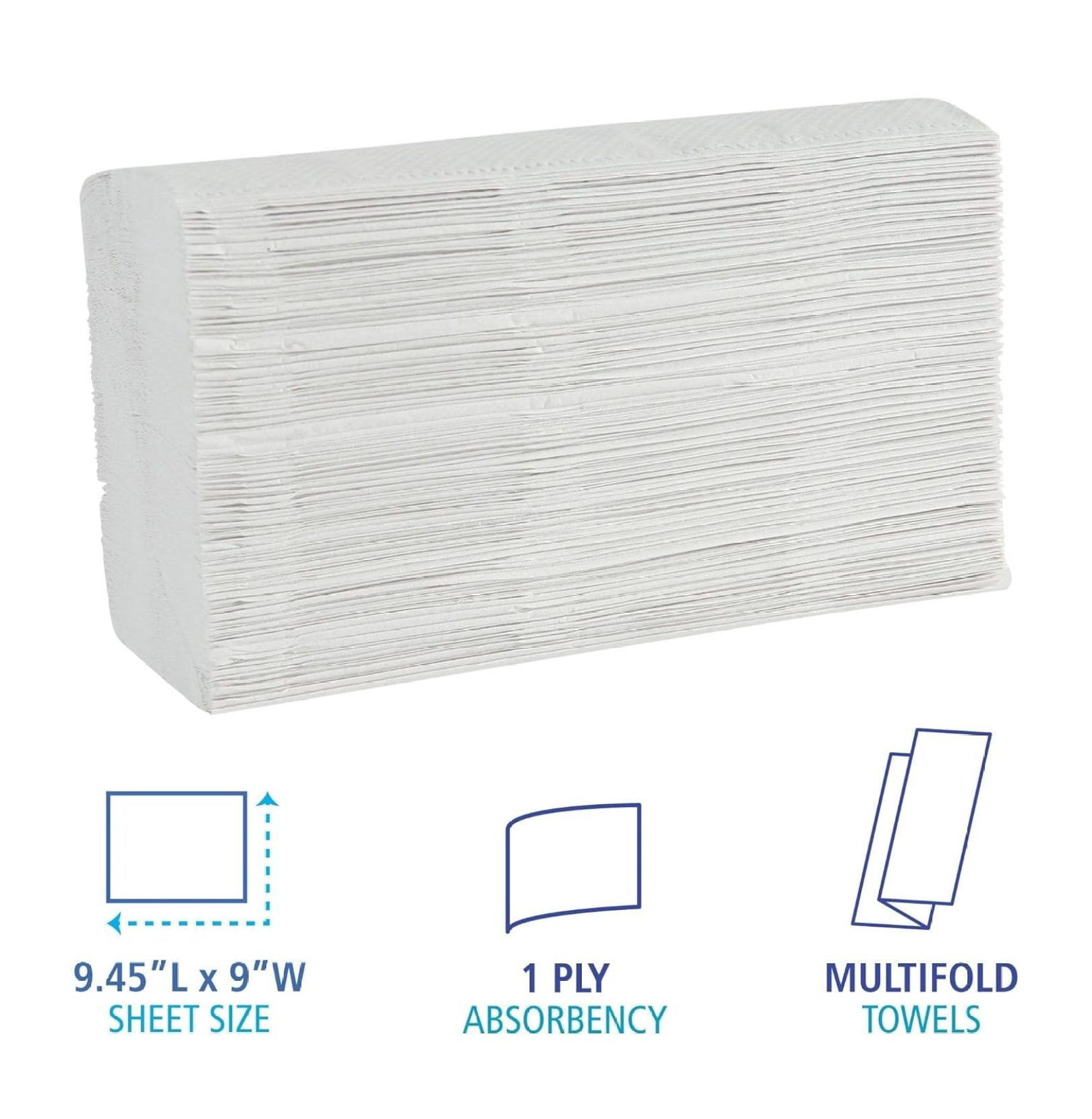 B6200 9 in. x 9.45 in. 1-Ply Multifold Paper Towels - White (16/Carton) 250 sheet (Pack of 16)