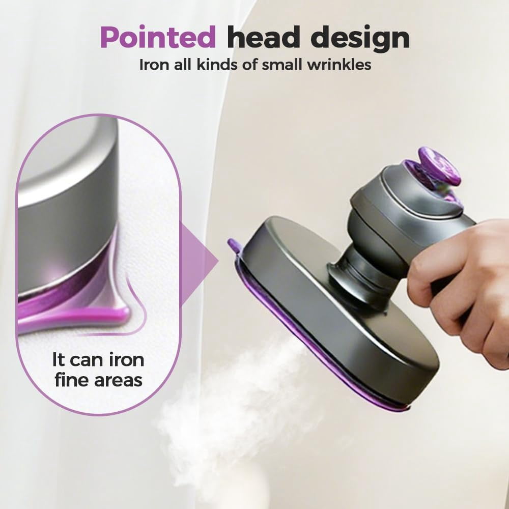 Mini Steam Iron Handheld – Portable Garment Travel Steamer for Clothes, Wet & Dry Vertical Steaming & Flat Ironing, 20s Heat Up, Rotatable Handle, No Board Needed