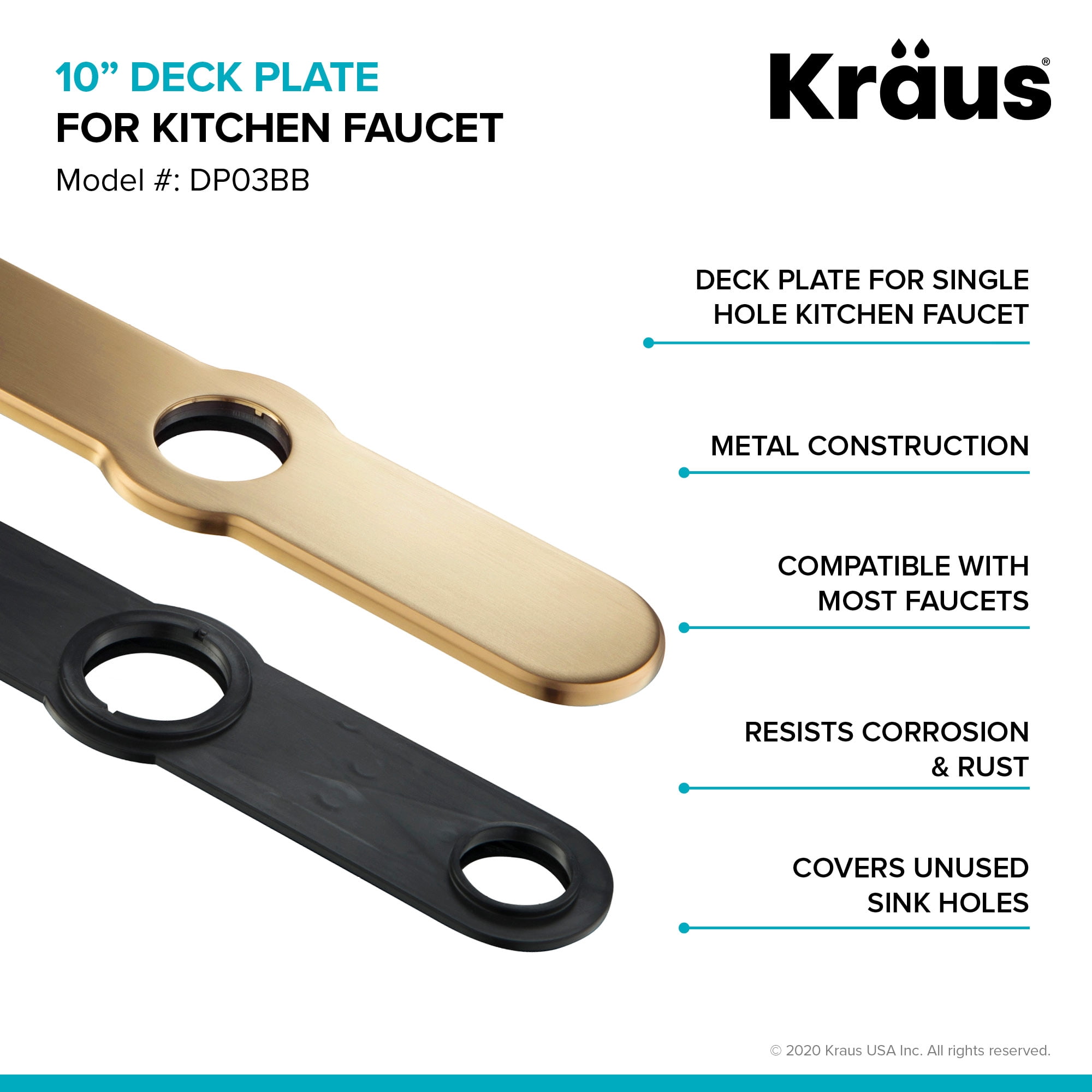 10-inch Deck Plate for Kitchen Faucet in Brushed Brass