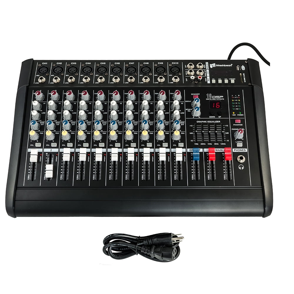 iMeshbean 2000 Watt 10 Channel Professional Powered Mixer Power Mixing