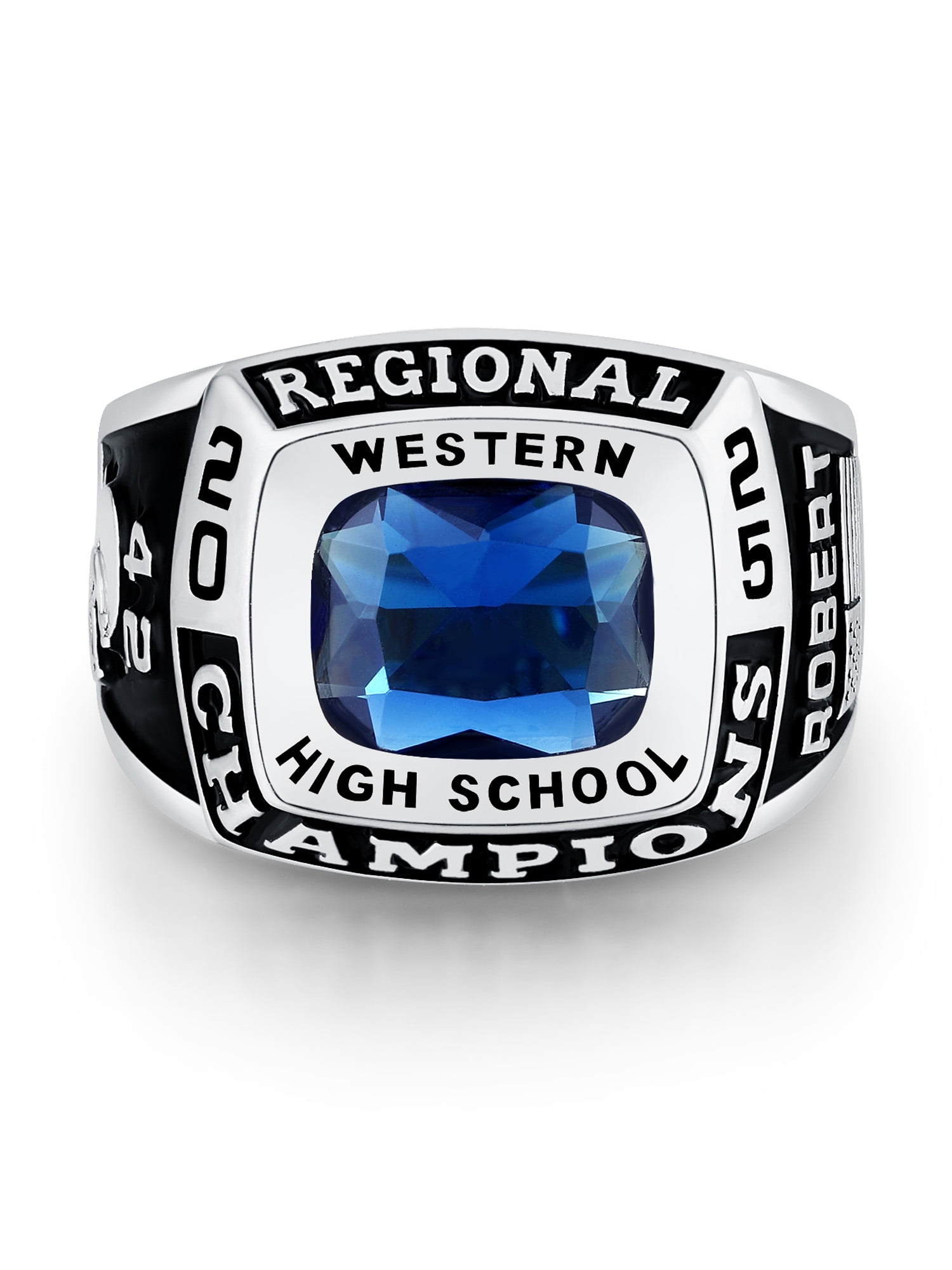 Mementos PJM Custom Men's Class Rings Sterling Silver for High School College-Platinum-Champion