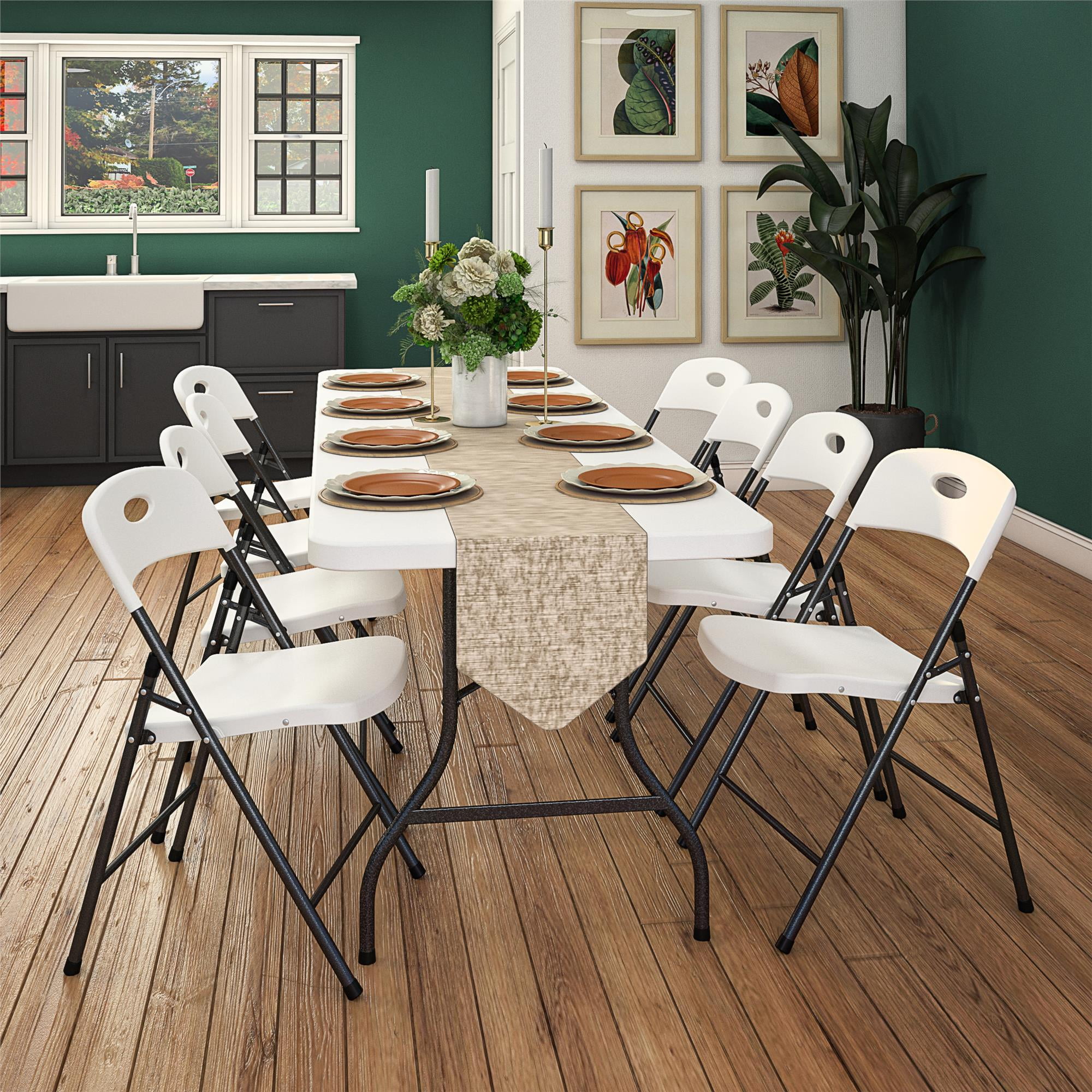 COSCO Solid Resin Plastic Folding Chair Indoor Outdoor Double