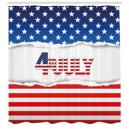 4th Of July Shower Curtain American Flag Old Glory Design With Stars And Stripes Pattern Patriotic Image Fabric Bathroom Set Hooks Multicolor