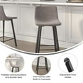 thumbnail image 4 of Emma + Oliver Set of Two 24" Faux Leather Upholstered Low Back Counter Stools with Matte Black Iron Frames with Footrests and Plastic Floor Glides in Gray, 4 of 12