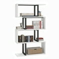 thumbnail image 3 of Dextrus 5-Tier S-Shaped Bookshelf, Modern Geometric Bookcase with Open Shelving for Home & Office, White, 3 of 11
