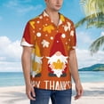 thumbnail image 3 of Balery Happy Thanksgiving Three Gnomes Camisas hawaianas de manga corta para hombre, camisas playeras de corte holgado, camisas de vacaciones con botones,XX-Large, 3 of 7