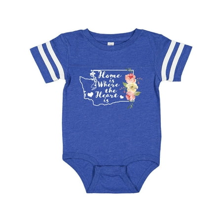 

Inktastic Washington Home is Where The Heart is with Watercolor Floral Gift Baby Girl Bodysuit