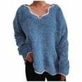 thumbnail image 2 of POROPL Women Sweaters V-Neck Sweater Oversized Thick Knitted ,Midweight, Size S-5XL, 2 of 6