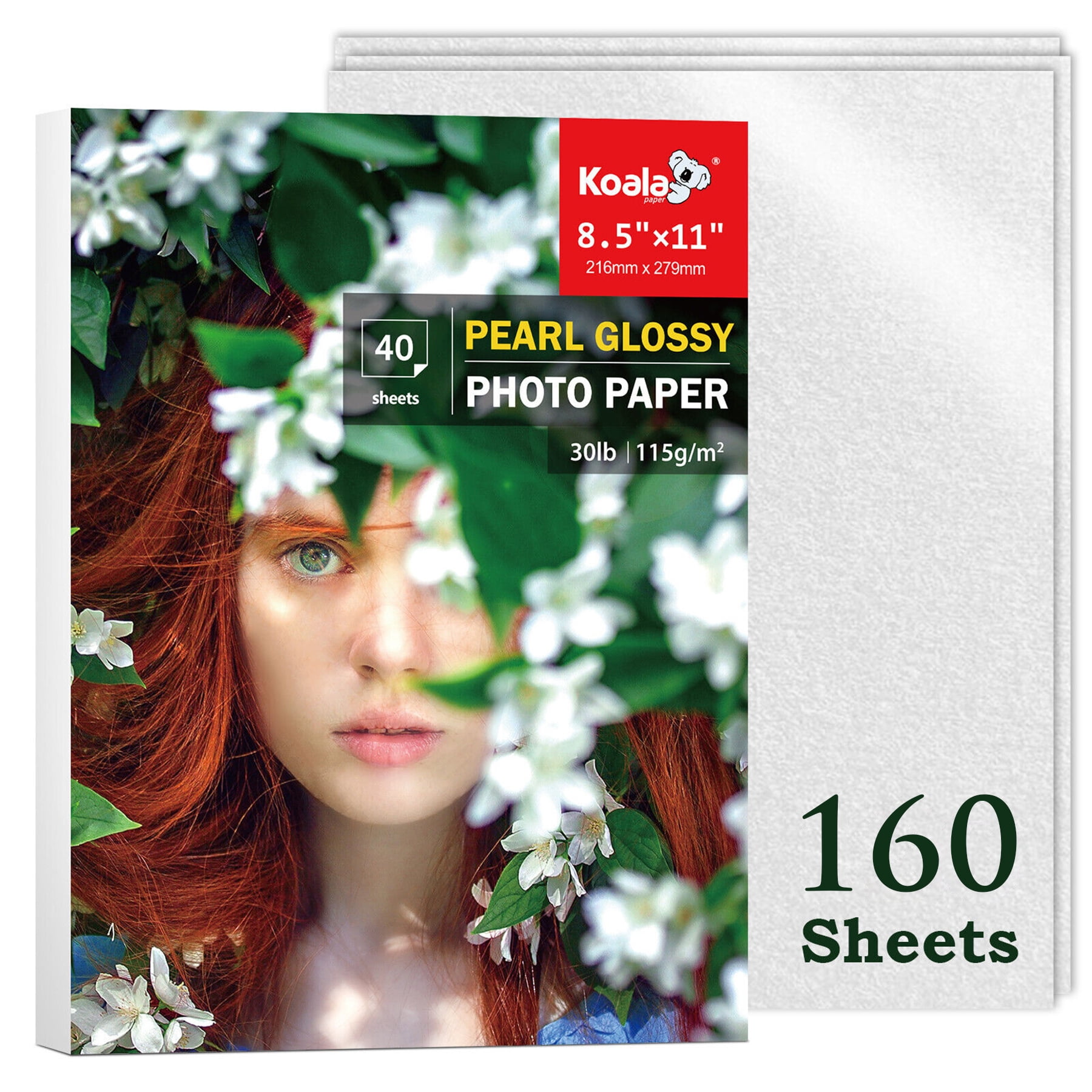 160 Sheets Bulk Koala Inkjet / Laser Printer Pearl Photo Paper 8.5x11 Glossy 30lbs for Brochures, Flyers,Crafts,DIY Chip Bags