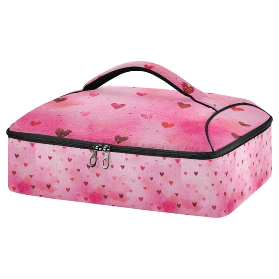 Iauyy Casserole Carrier for Hot Food Insulated Casserole Travel Carry Bag with Lid Food Warmer Bag for Party/Picnic,The Shining Red Color