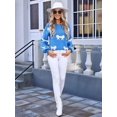 thumbnail image 5 of Women Cute Knit Sweater Y2k Long Sleeve Crew Neck Knitted Pullover Top Oversized Going Out Fall Winter Knitwear Blue M, 5 of 9