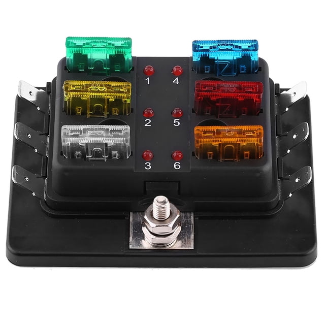 Fuse Block, Blade Fuse Holder LED Warning Light PA66 Base M5 Stud For Car For Van For Boat