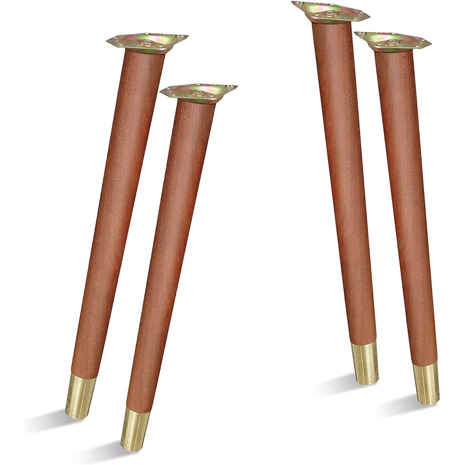 Table Legs 16 inch Wood Furniture Legs with Metal Edge for Coffee Table