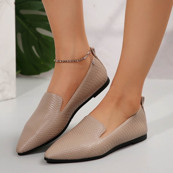 Taylonsss Women's Versatile Casual All-Season Breathable Soft-Soled Plus Size Trendy British Style Pointed-Toe Flat Shoes for Everyday Comfort