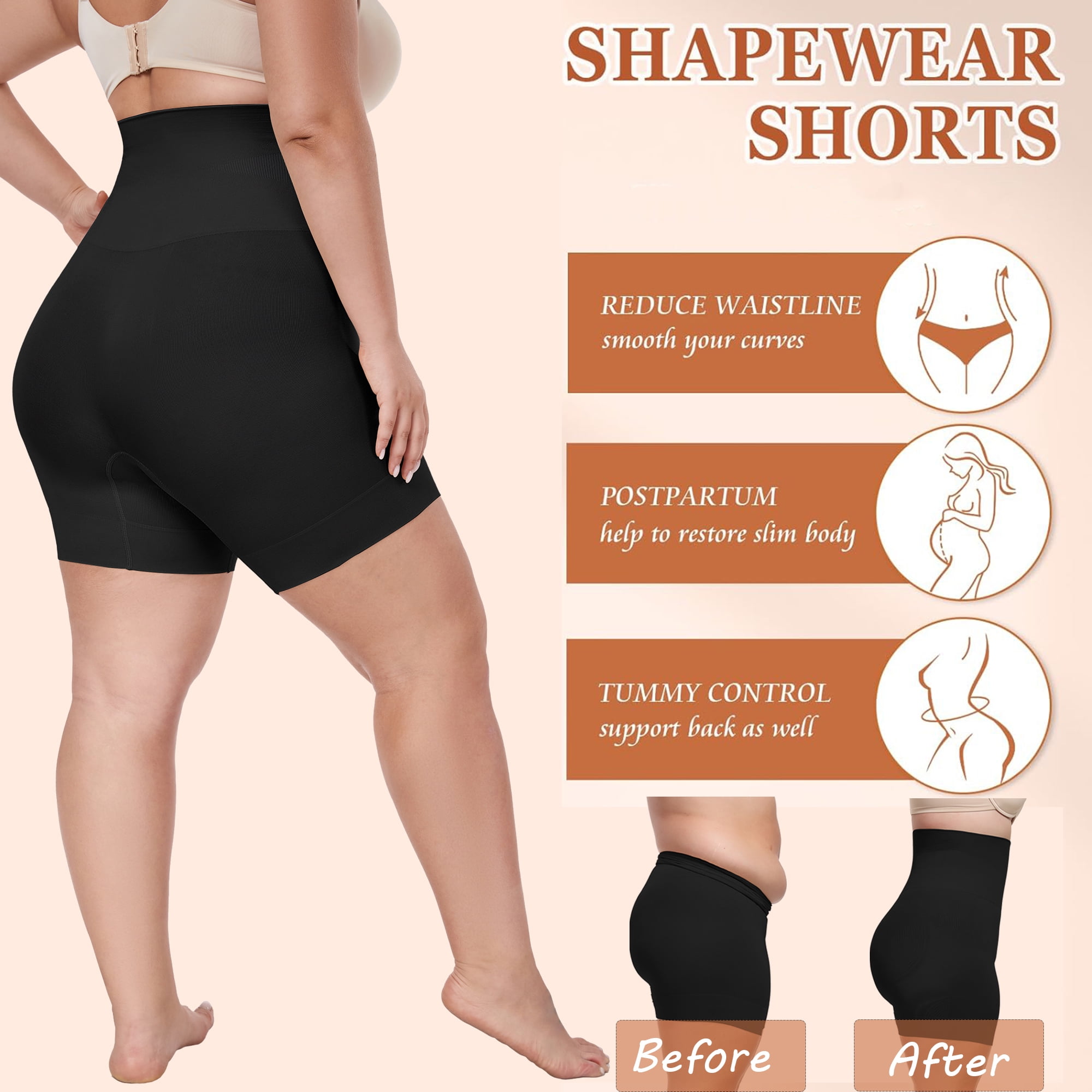Anyfit Wear Plus Size High Waisted Body Shaper Shorts Shapewear for Women Tummy Control Thigh Slimming Panties