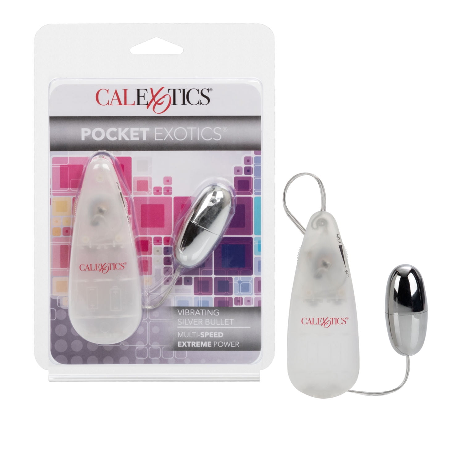 CalExotics Pocket Exotics Multi-Speed Vibrating Silver Bullet Vibrator - Silver