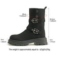 thumbnail image 4 of Suede Motorcycle Boots for Women Lug Sole Chunky Heel Adjustable Button Buckle Straps Mid Calf Riding Booties, 4 of 7