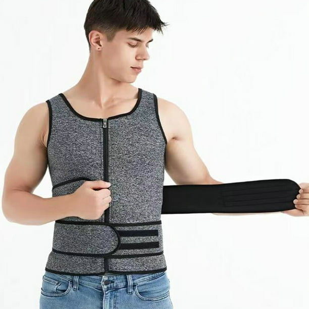 SHAPERIN Men Neoprene Sauna Zipper Waist Trainer Vest Tank Top Trimmer Body  Shaper