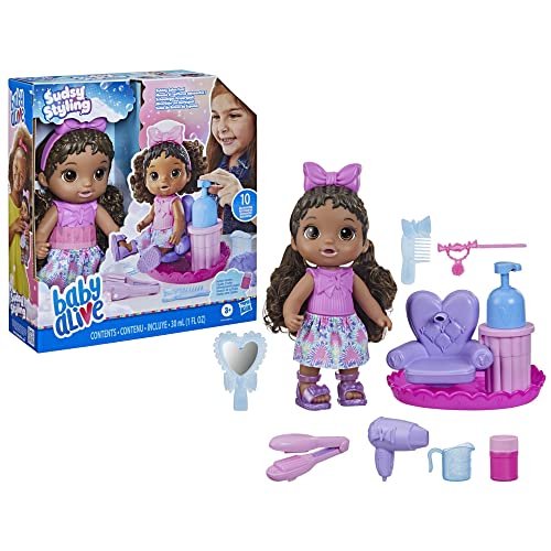 Muñeca de estilismo Baby Alive Sudsy con silla y accesorios