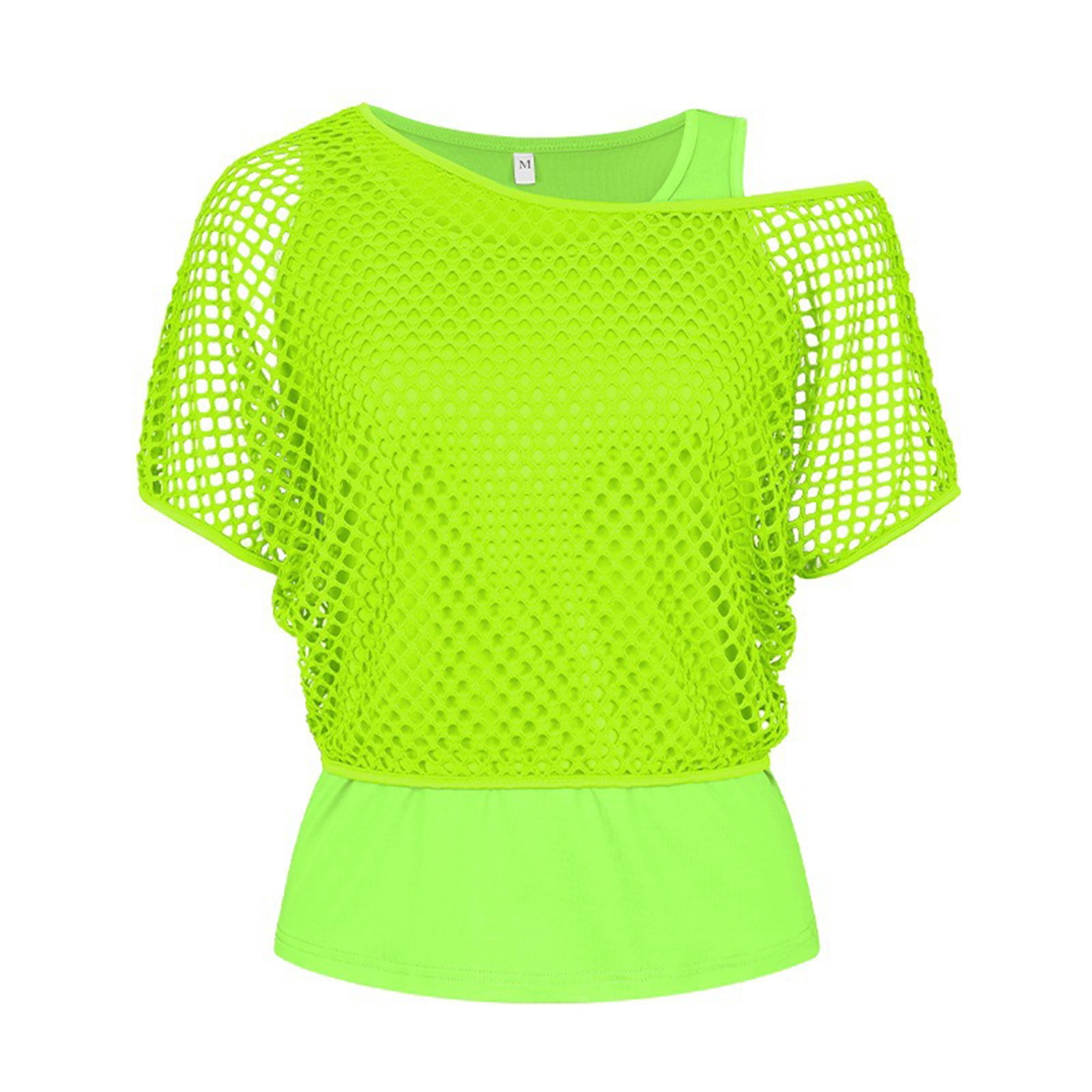 lime green fishnet top