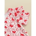 thumbnail image 5 of Valentine Baby Girl Casual Clothes Love Heart Print O-Neck Ruffle Trim Short Sleeves Tops and Suspender Skirt, 5 of 9