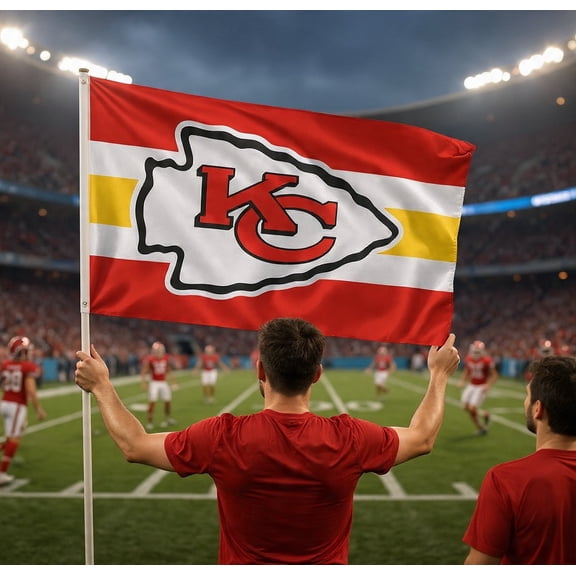 NFL American Football Flag Banner 3ft x 5ft FREE FAST SHIPPING ( KC-Chiefs )