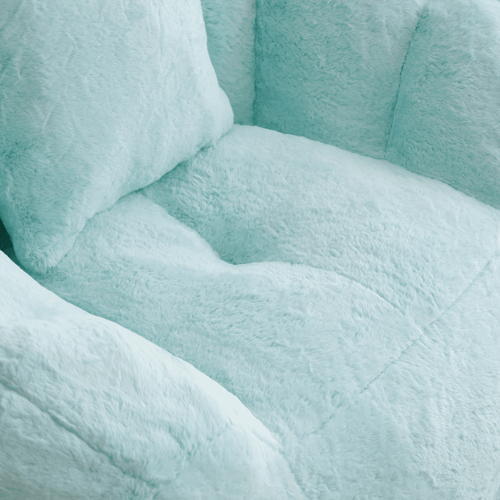 Lovableguy Oversized Bean Bag Chair for Adults and Kids,Shell-Shaped Fluffy Faux Fur Lazy Floor Sofa with Foot Stool for Living Room,Dorm,Light Blue