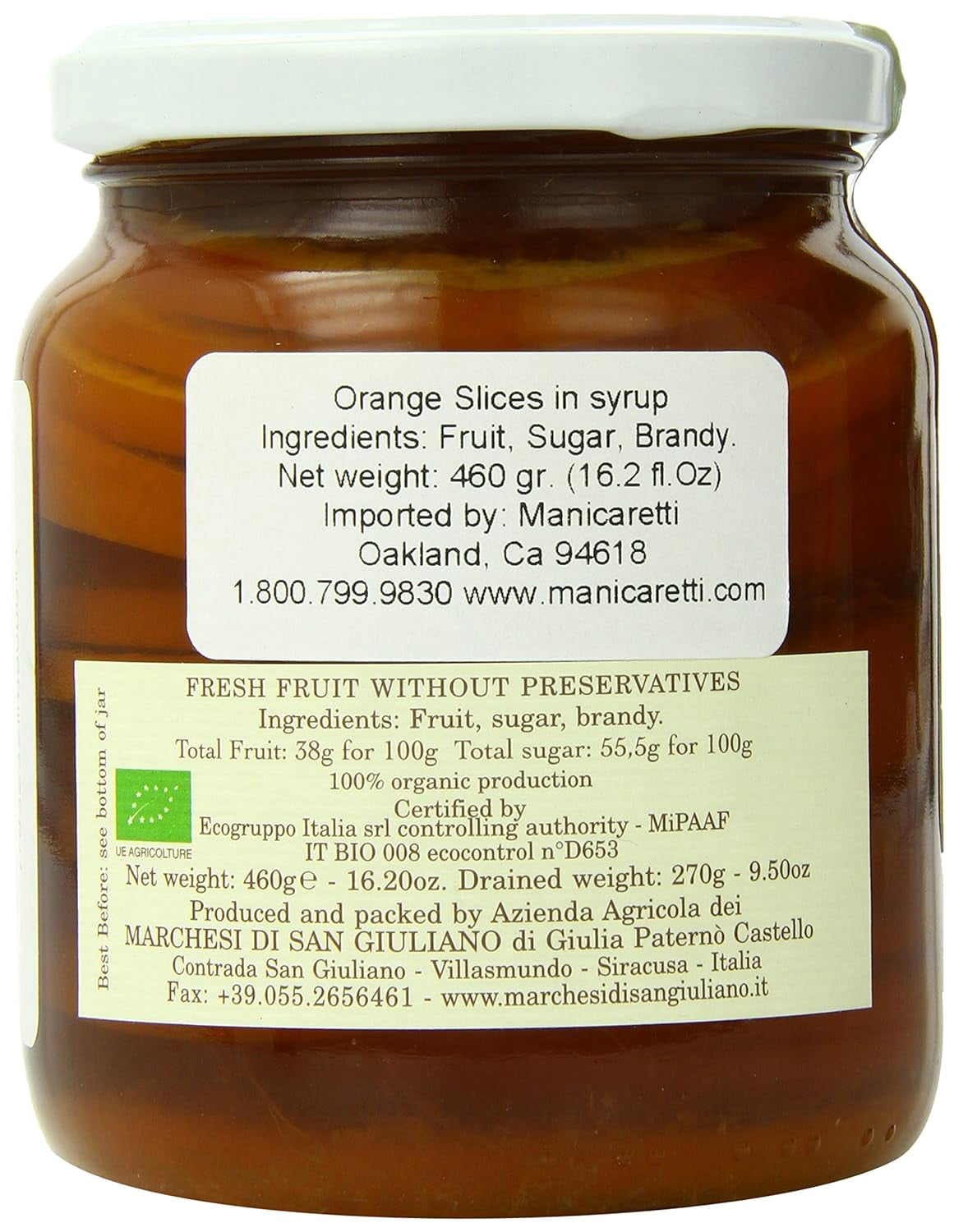 Marchesi di San Giuliano Orange Slices in Syrup - 16.2 oz