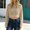 Khaki, variant on Womens Sweater Crew Neck Diamond Hollow Out Knit Cropped Sweaters Long Sleeve Loose Soft Pullover Solid Breathable Textured Sweater Casual Fashion Comfy Top for Fall Daily Layering Wear