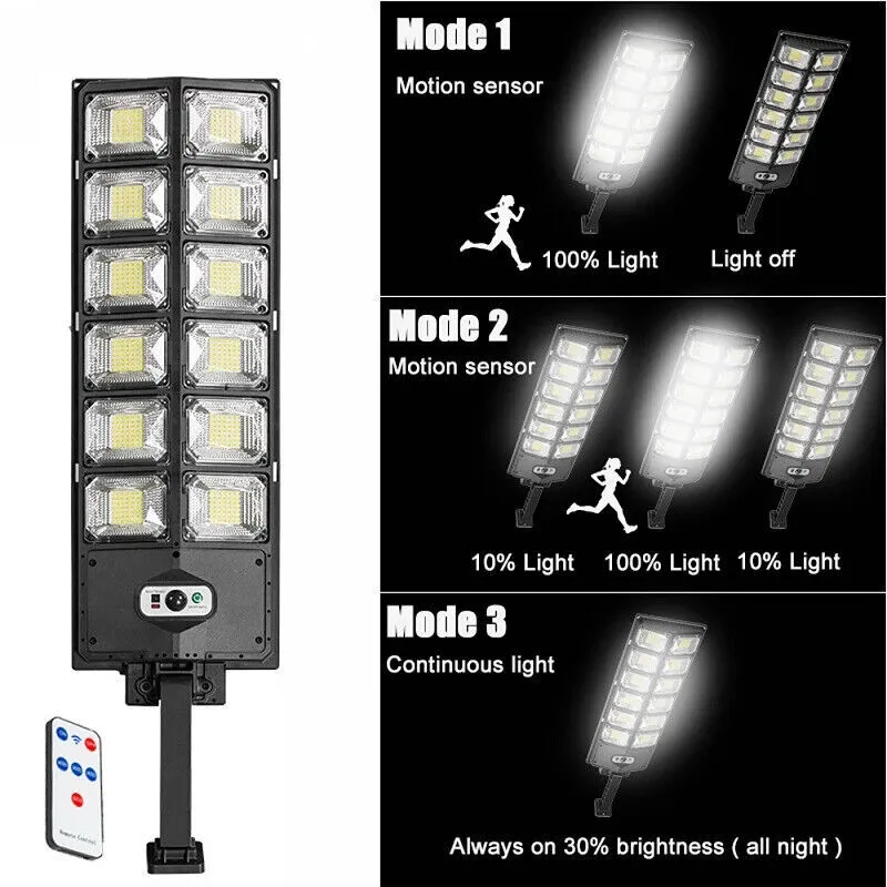1000000LM Solar Street Lights Outdoor Waterproof, 6500K 504 LEDs with Motion Sensor for Parking Lots, Yards, and Area Lighting - Dusk to Dawn, Solar-Powered