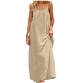 thumbnail image 2 of Wowcloth Women's Halter Neck Backless Loungewear Dress, Solid Color Loose Fit Sleeveless Round Neck Ankle-Length for Home and Casual Wear, 2 of 5