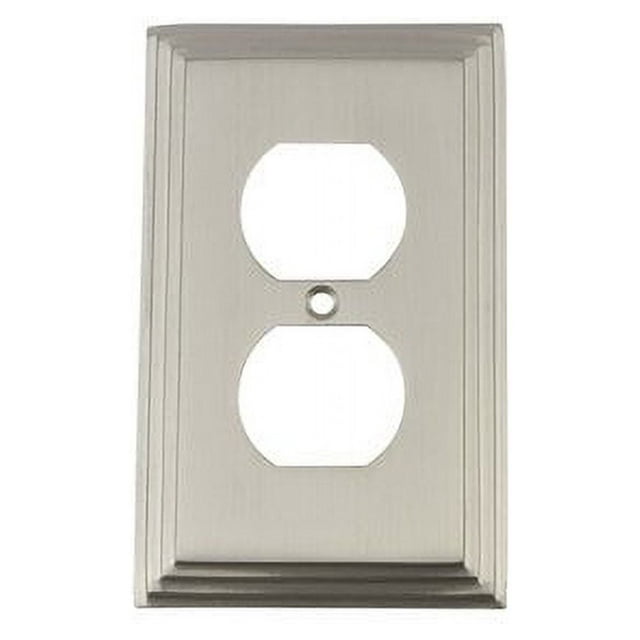 Nostalgic Warehouse 720028 Deco Switch Plate with Outlet, Satin Nickel