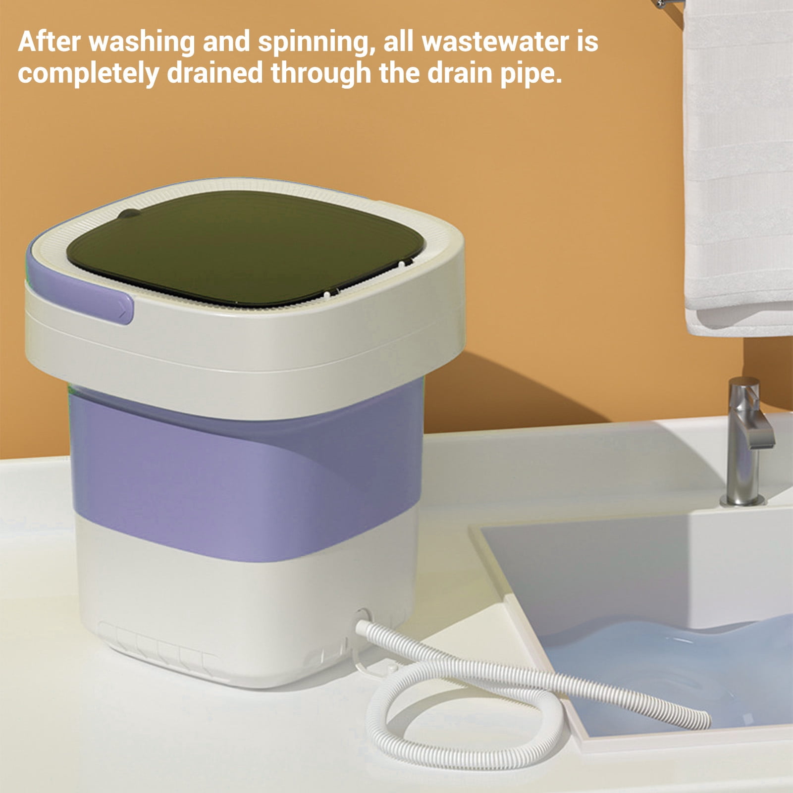 BIMZUC Portable Mini Washing Machine Small Clothes Foldable Laundry Machine with 3 Cleaning Modes 12L Capacity Purple 13.0 inches / 33.0 cm Travel Use