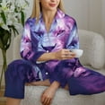 thumbnail image 6 of Yiaed Cool Lion Head Print Pajamas Women's Long Sleeve Sleepwear Soft Button Down Loungewear Pjs Lounge Set Nightwear Womens Pajama Pants-XX-Large, 6 of 7