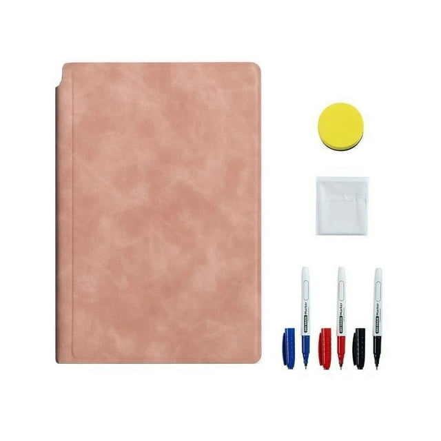 Xihbxyly Libreta de Cuero Reutilizable, Superficie de Escritura Inteligente, Incluye 3 Bolígrafos y Borrador, Multiusos para El Hogar y La Oficina, Ideal para Viajes, Tamaño Compacto, Incluye Paño de