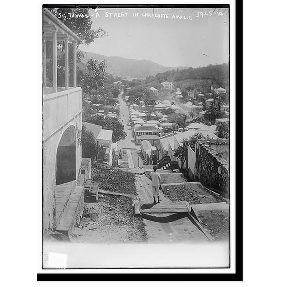 Historic Print, St. Thomas, A street in Charlotte Amalie, 16" x 20"