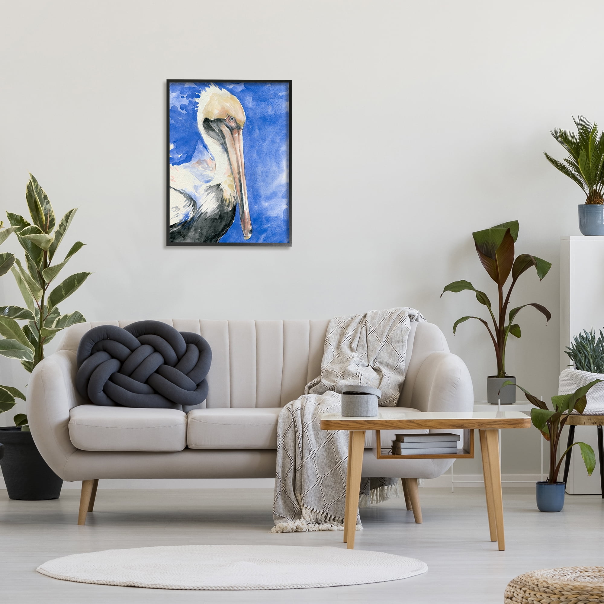 Stupell Industries Elegant Pelican Bird Tucked Beak Bold Blue Painting Painting Black Framed Art Print Wall Art, Design by Jennifer Paxton Parker