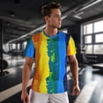thumbnail image 3 of Wukai Rainbow Colored Print Men's Short-Sleeved Mesh T-Shirt,Quick-Dry Short Sleeve Workout T-Shirt-Medium, 3 of 8