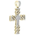 thumbnail image 2 of 10K Yellow Gold Round Diamond Fancy Cuban Link Cross Pendant 2" Charm 1.38 CT., 2 of 6