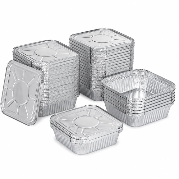 35 Pack 8x8 Inch Aluminum Foil Pans with Lids, Heavy Duty Square Disposable Baking Pans, Food Storage Containers for Cooking, Baking, Meal Prep, Catering, Freezer and Oven Safe