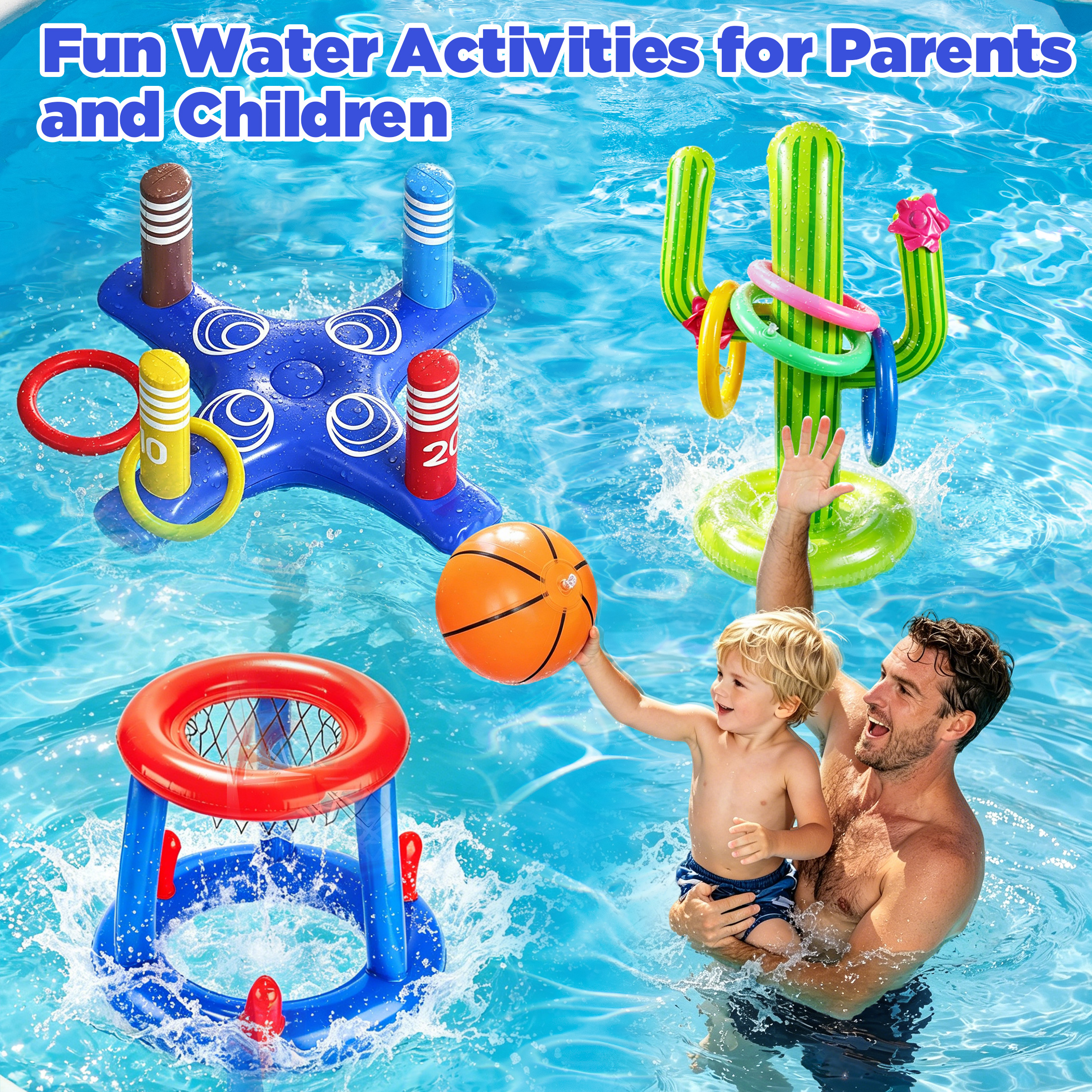 KOPPOP Floating Pool Basketball Hoop & Ring Toss Set photo 7